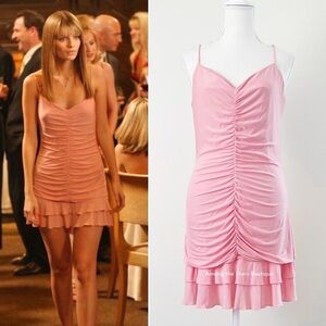 Super Rare Vintage Y2K Pink Mini Ruched Dress ASO Marissa Cooper in The OC